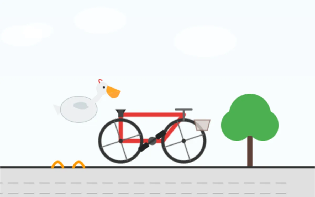 Agnes 3.0 Flash — still frame from its animated pelican-on-a-bicycle run