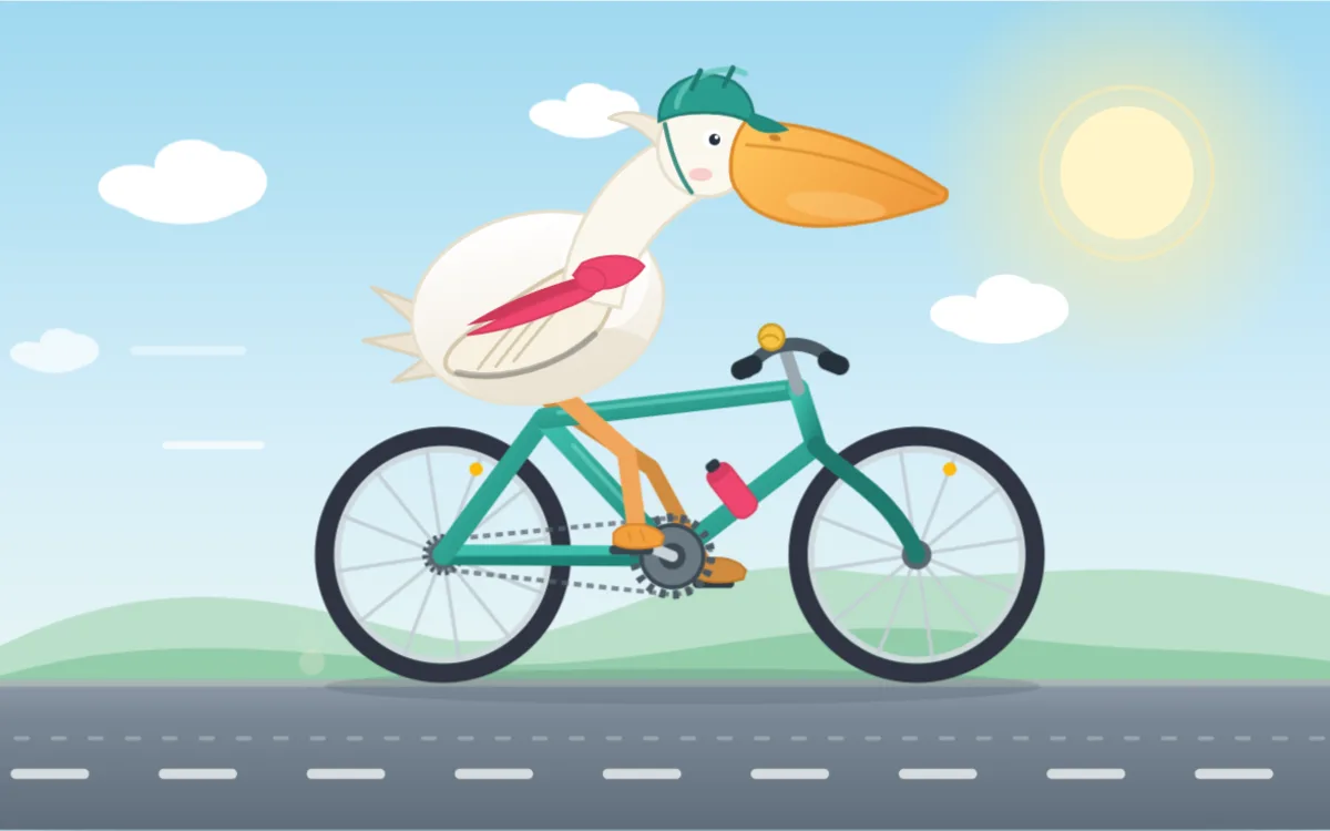 DeepSeek Flash — still frame from its animated pelican-on-a-bicycle run