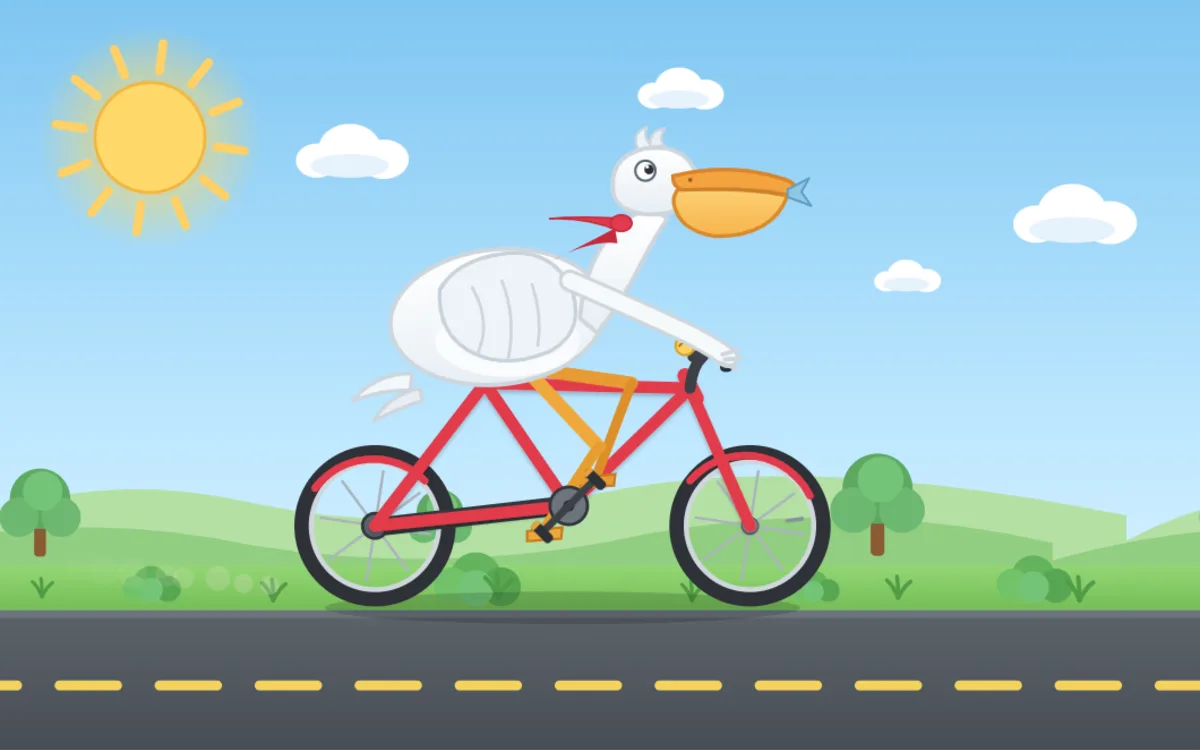 Doubao 2.1 Pro — still frame from its animated pelican-on-a-bicycle run